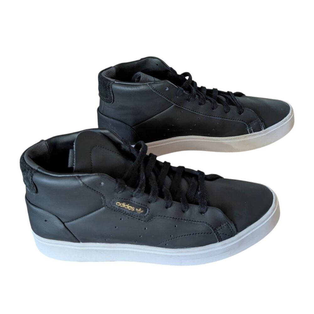 Adidas Women's Sleek Mid Core Black Crystal White Sneaker - Size US 7